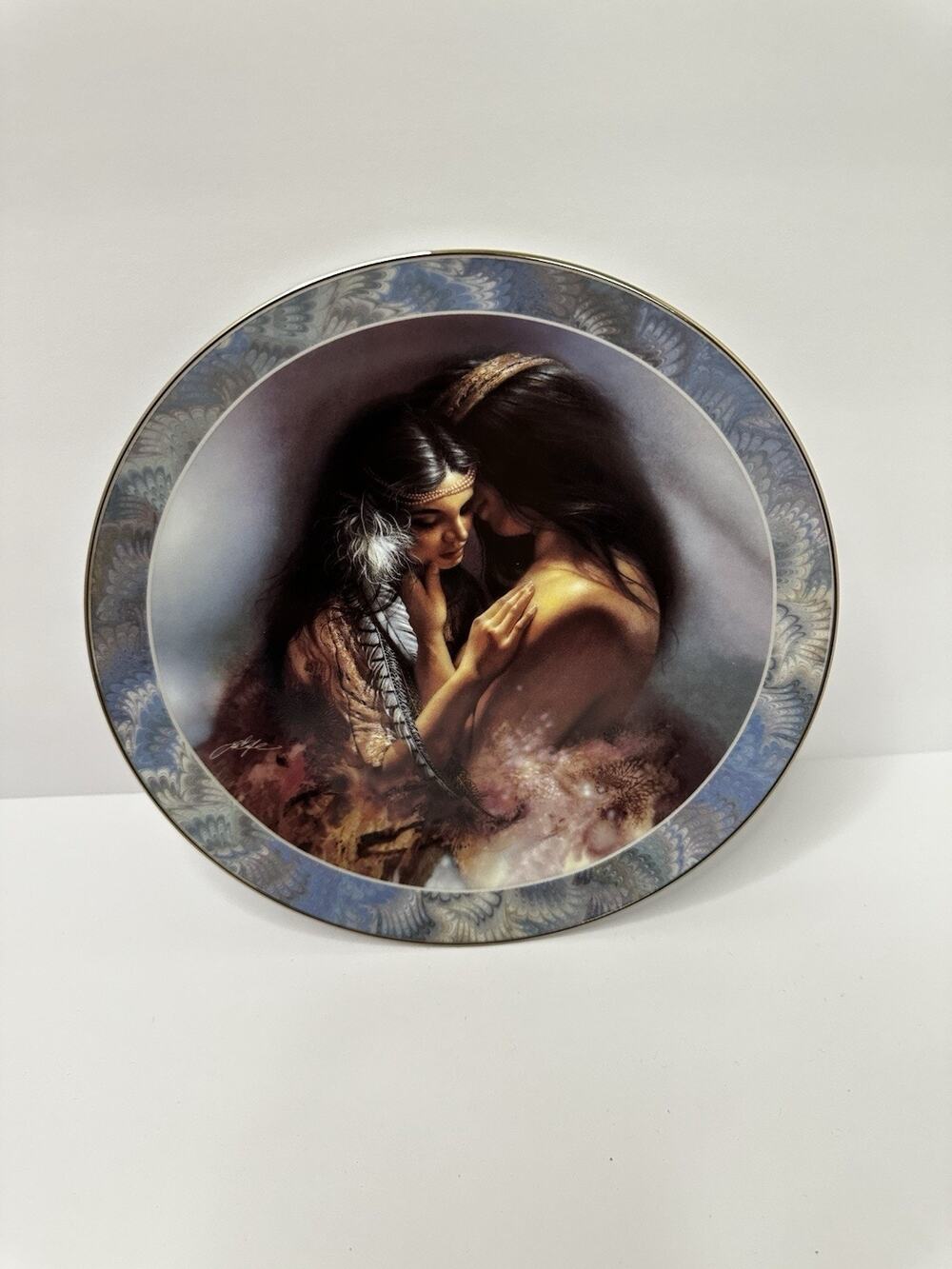 Bradford Exchange The Embrace Plate Lee Bogle Soul Mates 1995 COA NativeAmerican